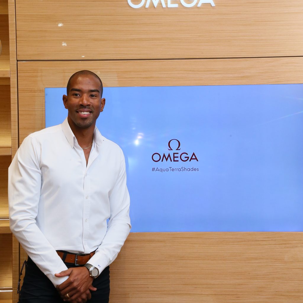 Christian Taylor visit to Omega Boutique Doha Festival City